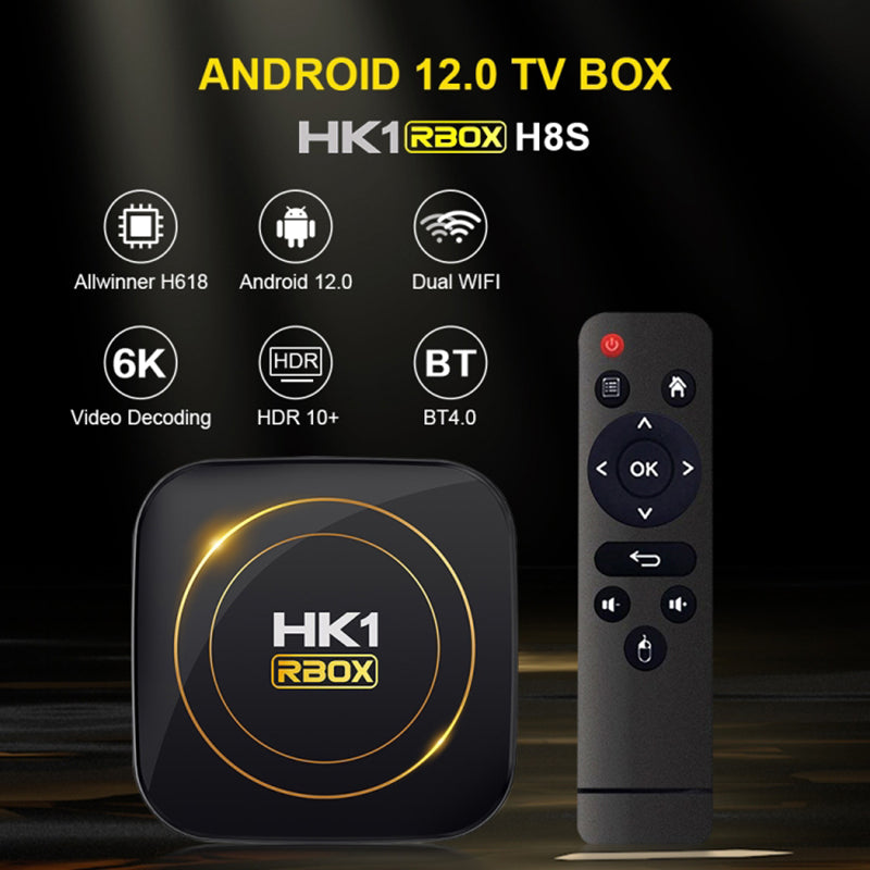 HK1 RBOX H8S 4K Ultra HD Smart TV Box Dual band WiFi Android 12.0 TV Box (2GB 16GB) HK1 RBOX H8S 4K Ultra HD Smart TV Box Dual band WiFi Android 12.0 TV Box (2GB 16GB)